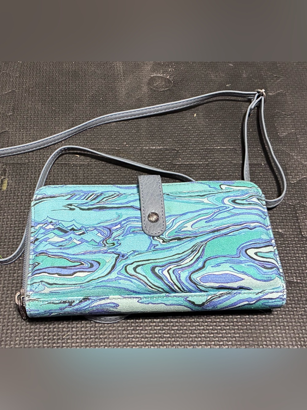 Sakroot Crossbody smartphone Wallet Purse in Aqua Marble Print- Never used!
